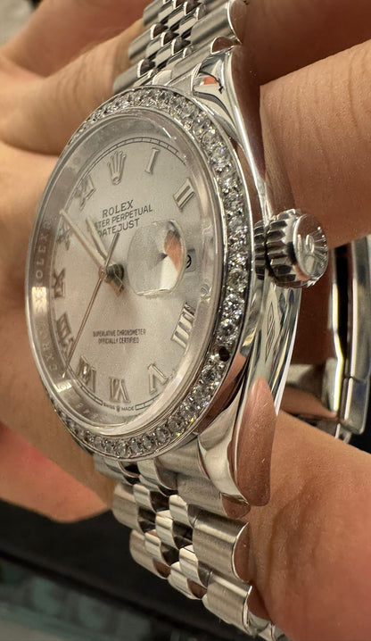 Rolex Stainless Steel And White Gold Datejust - 36 MM - Jubilee Bracelet - Diamond Bezel - White Roman Dial - 126284RBR-0017