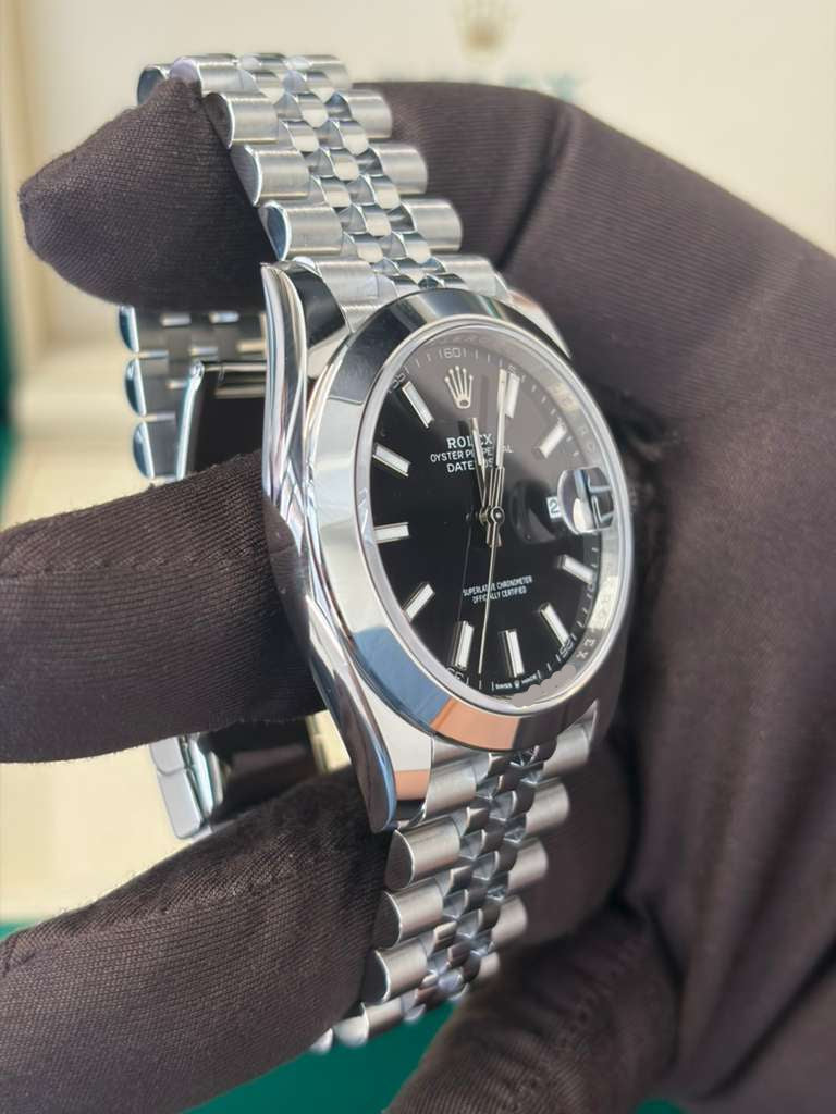 Rolex Stainless Steel Datejust 41 Date Watch - 41 MM - Jubilee Bracelet - Smooth Bezel - Black Dial - 126300-0012