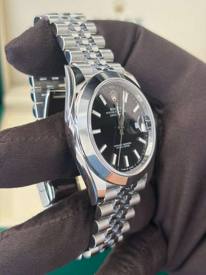 Rolex Stainless Steel Datejust 41 Date Watch - 41 MM - Jubilee Bracelet - Smooth Bezel - Black Dial - 126300-0012