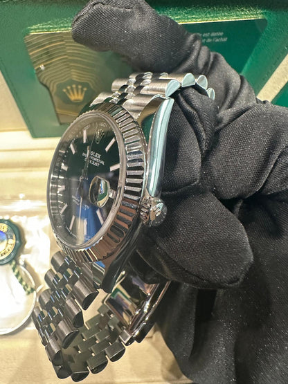 Rolex Stainless Steel Datejust 41 Date Watch - 41 MM - Jubilee Bracelet - Smooth Bezel - Black Dial - 126300-0012