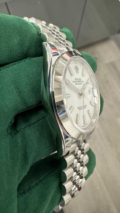 Rolex Stainless Steel Datejust 41 Date Watch - 41 MM - Jubilee Bracelet - Smooth Bezel - White Dial - 126300-0006