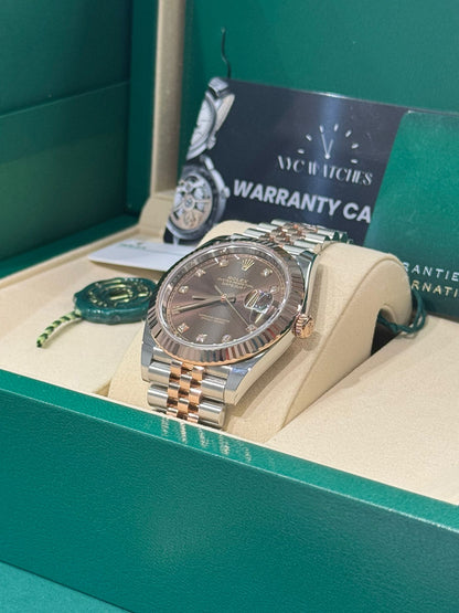 Rolex Stainless Steel and Pink Gold Datejust 41 Date Watch - 41 MM - Jubilee Bracelet - Fluted Bezel - Chocolate Diamond Dial - 126331 chodj