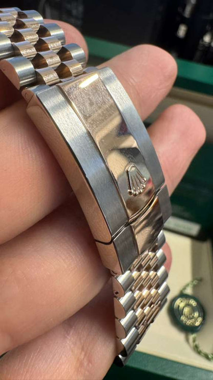 Rolex Stainless Steel and Pink Gold Datejust 41 Date Watch - 41 MM - Jubilee Bracelet - Fluted Bezel - Wimbledon Dial - 126331 slgrj