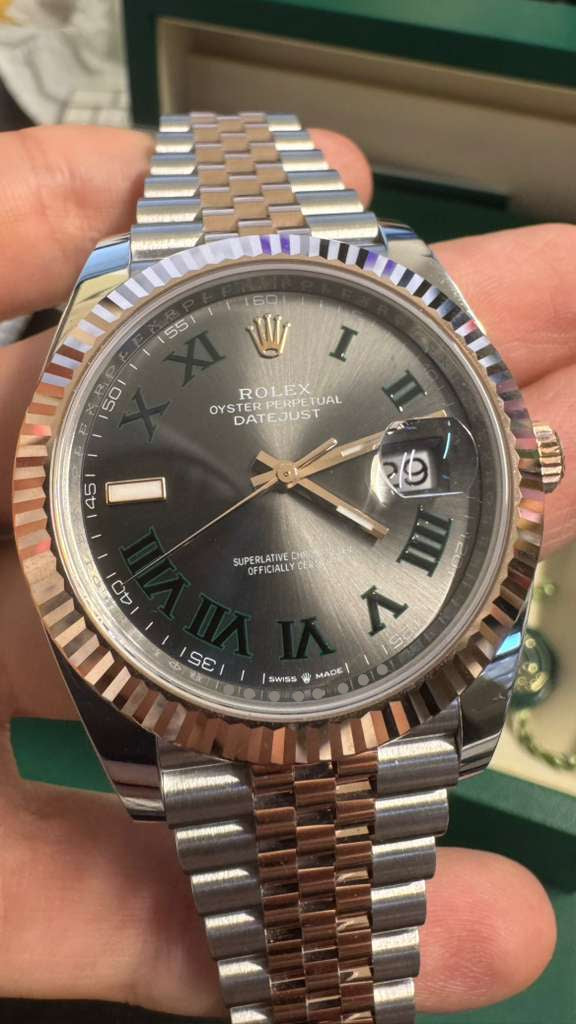 Rolex Stainless Steel and Pink Gold Datejust 41 Date Watch - 41 MM - Jubilee Bracelet - Fluted Bezel - Wimbledon Dial - 126331 slgrj