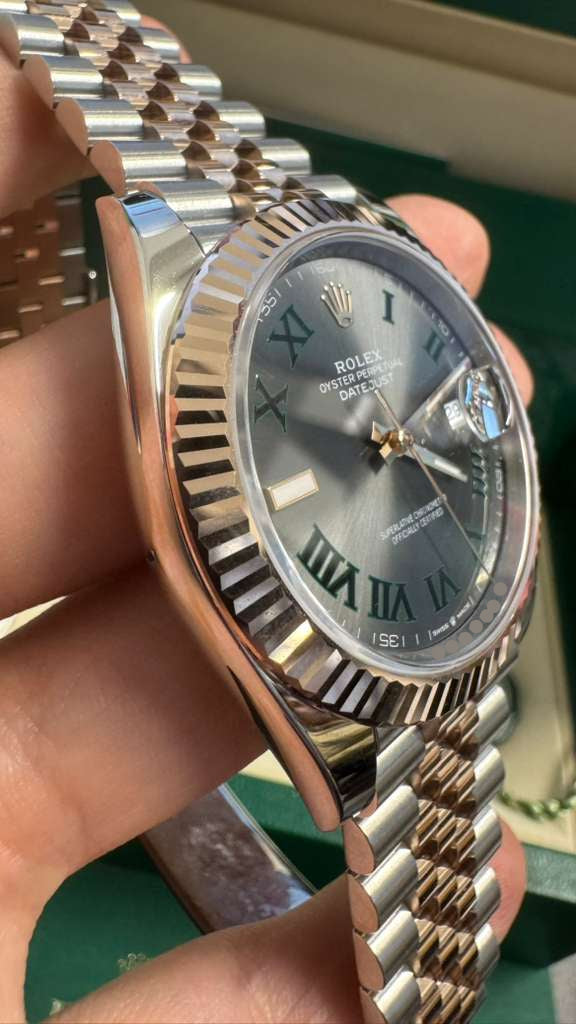 Rolex Stainless Steel and Pink Gold Datejust 41 Date Watch - 41 MM - Jubilee Bracelet - Fluted Bezel - Wimbledon Dial - 126331 slgrj