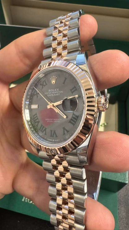 Rolex Stainless Steel and Pink Gold Datejust 41 Date Watch - 41 MM - Jubilee Bracelet - Fluted Bezel - Wimbledon Dial - 126331 slgrj