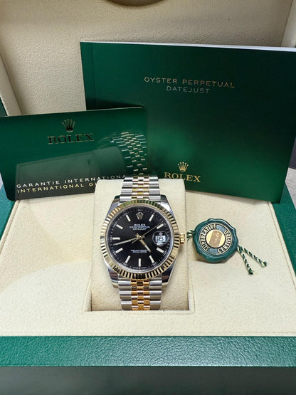 Rolex Stainless Steel and Yellow Gold Datejust 41 Date Watch - 41 MM - Jubilee Bracelet - Fluted Bezel - Black Dial - 126333-0014