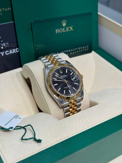 Rolex Stainless Steel and Yellow Gold Datejust 41 Date Watch - 41 MM - Jubilee Bracelet - Fluted Bezel - Black Dial - 126333-0014
