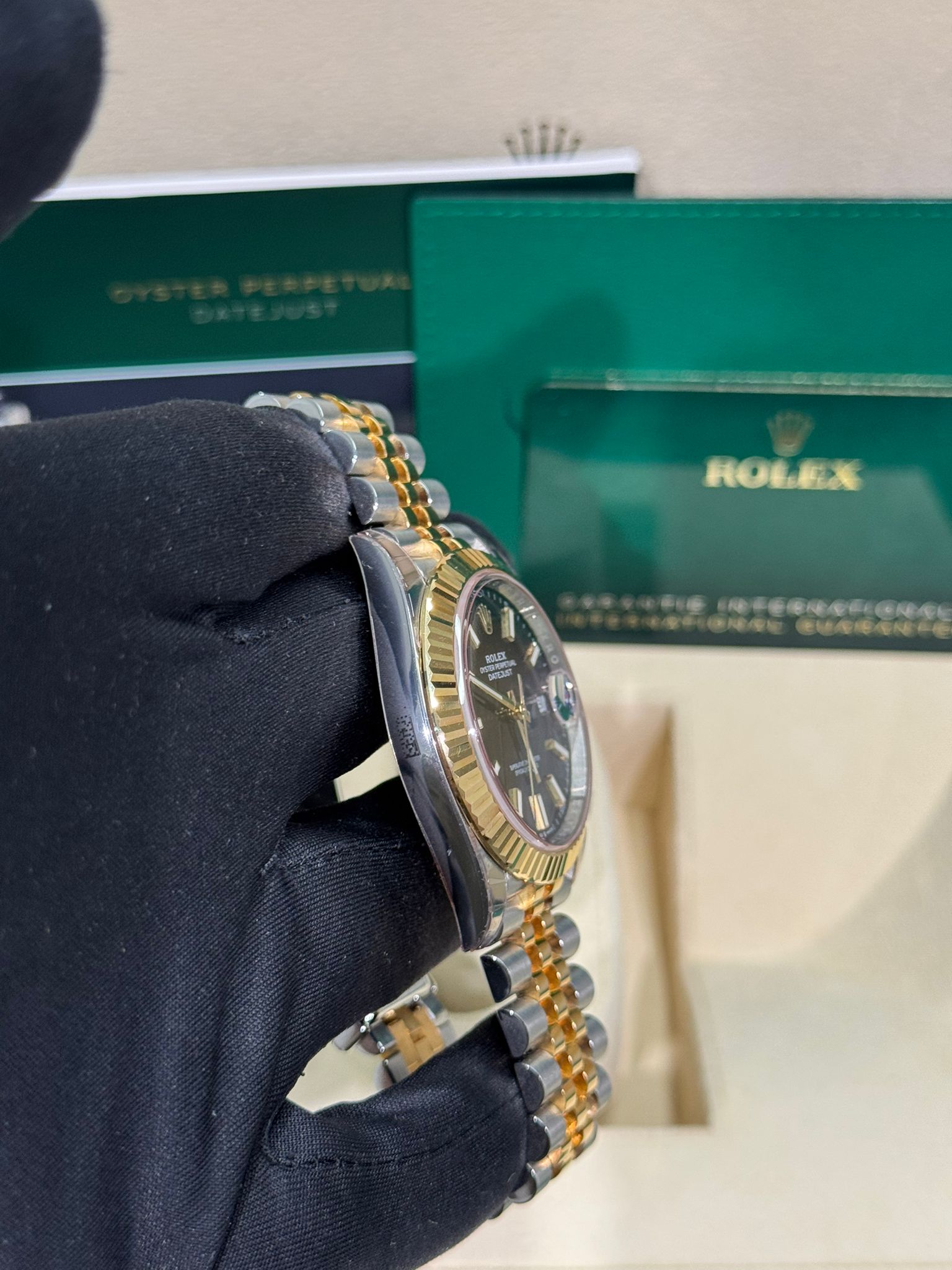 Rolex Stainless Steel and Yellow Gold Datejust 41 Date Watch - 41 MM - Jubilee Bracelet - Fluted Bezel - Black Dial - 126333 bkij