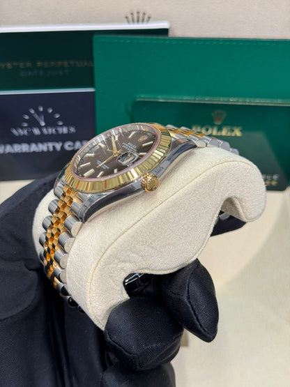 Rolex Stainless Steel and Yellow Gold Datejust 41 Date Watch - 41 MM - Jubilee Bracelet - Fluted Bezel - Black Dial - 126333-0014