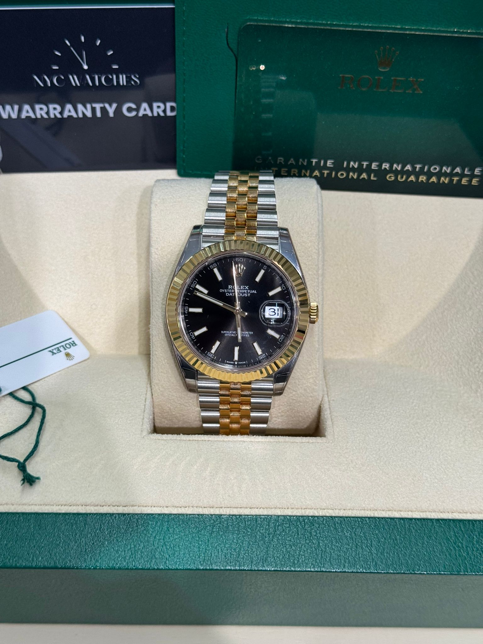 Rolex Stainless Steel and Yellow Gold Datejust 41 Date Watch - 41 MM - Jubilee Bracelet - Fluted Bezel - Black Dial - 126333 bkij