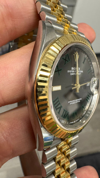Rolex Stainless Steel and Yellow Gold Datejust 41 MM - Jubilee Bracelet - Fluted Bezel - Wimbledon Dial - 126333-0020