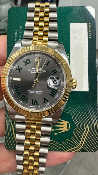 Rolex Stainless Steel and Yellow Gold Datejust 41 MM - Jubilee Bracelet - Fluted Bezel - Wimbledon Dial - 126333-0020