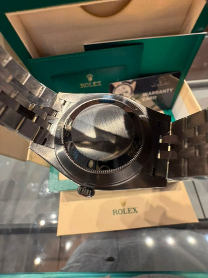 Rolex Stainless Steel and White Gold Datejust 41 Date Watch - 41 MM - Jubilee Bracelet - Fluted Bezel - Black Diamond Dial - 126334-0012
