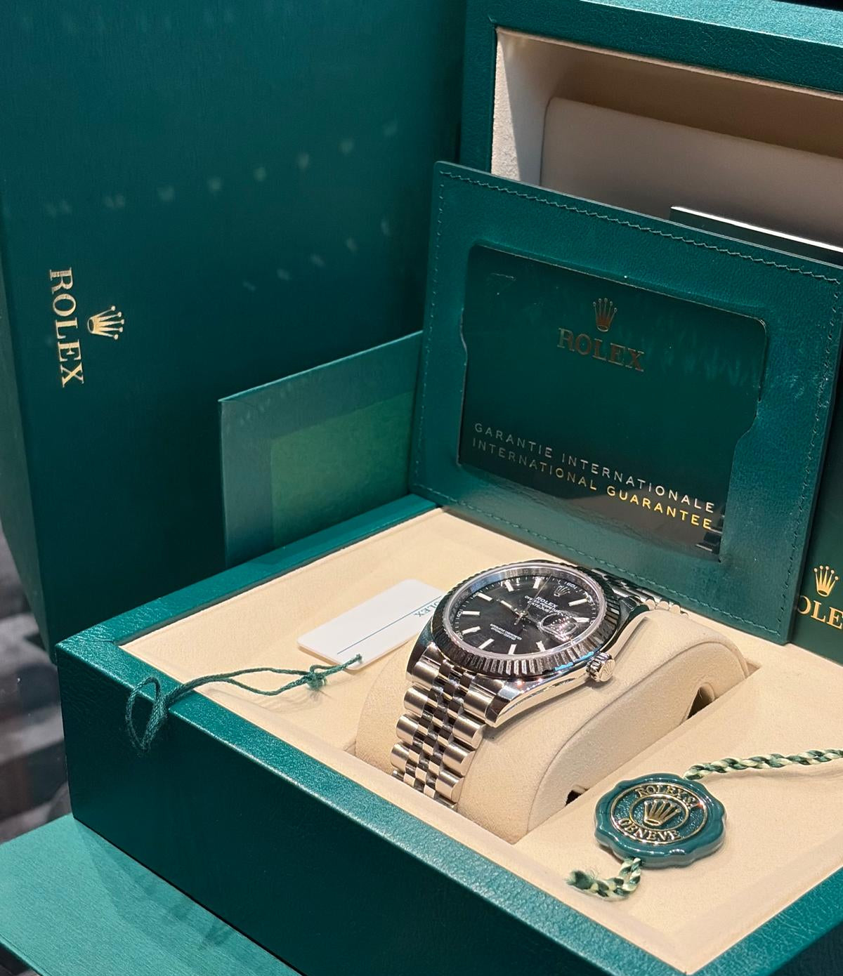 Rolex Stainless Steel and White Gold Datejust 41 Date Watch - 41 MM - Jubilee Bracelet - Fluted Bezel - Black Dial - 126334-0018