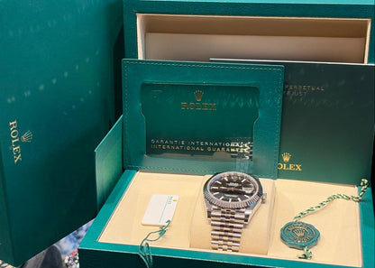 Rolex Stainless Steel and White Gold Datejust 41 Date Watch - 41 MM - Jubilee Bracelet - Fluted Bezel - Black Dial - 126334-0018