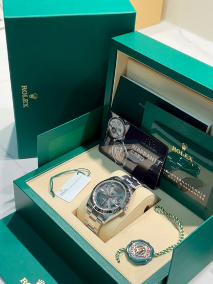 Rolex Stainless Steel and White Gold Datejust 41 Date Watch - 41 MM - Oyster Bracelet - Fluted Bezel - Wimbledon Dial - 126334-0021