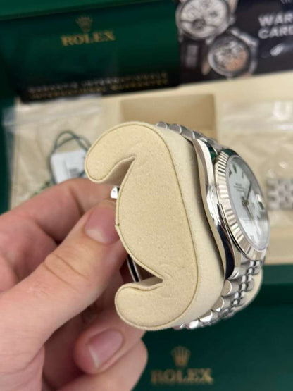 Rolex Stainless Steel and White Gold Datejust 41 Date Watch - 41 MM - Jubilee Bracelet - Fluted Bezel - White Roman Dial - 126334-0024