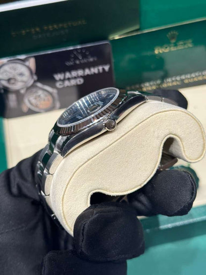 Rolex Stainless Steel and White Gold Datejust 41 Date Watch - 41 MM - Oyster Bracelet - Fluted Bezel - Blue Roman Dial - 126334-0025