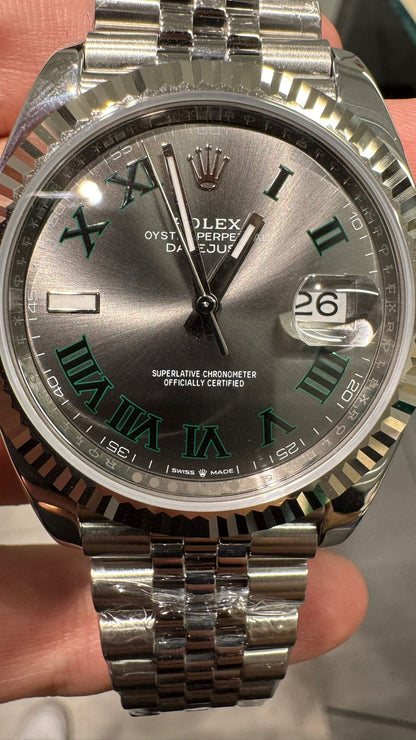 Rolex Stainless Steel and White Gold Datejust 41 Date Watch - 41 MM - Jubilee Bracelet - Fluted Bezel - Wimbledon Dial - 126334-0022