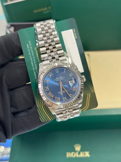 Rolex Stainless Steel and White Gold Datejust 41 Date Watch - 41 MM - Jubilee Bracelet - Fluted Bezel - Blue Roman Dial - 126334-0026