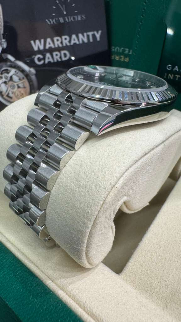 Rolex Stainless Steel and White Gold Datejust 41 Date Watch - 41 MM - Jubilee Bracelet - Fluted Bezel - Dark Rhodium Diamond Dial - 126334 dkrdj