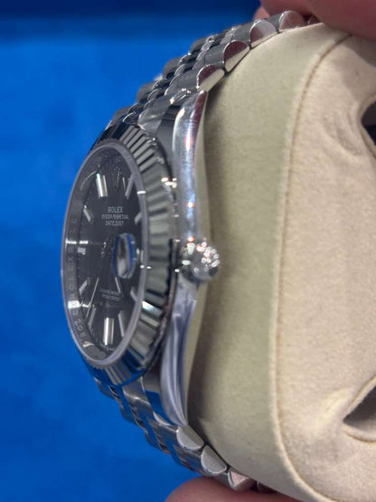 Rolex Stainless Steel and White Gold Datejust 41 Date Watch - 41 MM - Jubilee Bracelet - Fluted Bezel - Dark Rhodium Dial - 126334-0014
