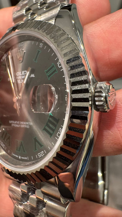 Rolex Stainless Steel and White Gold Datejust 41 Date Watch - 41 MM - Jubilee Bracelet - Fluted Bezel - Wimbledon Dial - 126334-0022