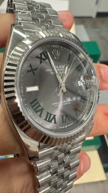 Rolex Stainless Steel and White Gold Datejust 41 Date Watch - 41 MM - Jubilee Bracelet - Fluted Bezel - Wimbledon Dial - 126334-0022