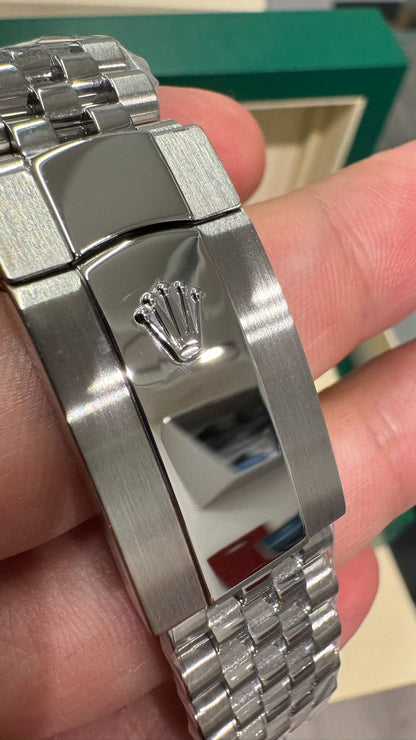 Rolex Stainless Steel and White Gold Datejust 41 Date Watch - 41 MM - Jubilee Bracelet - Fluted Bezel - Wimbledon Dial - 126334-0022