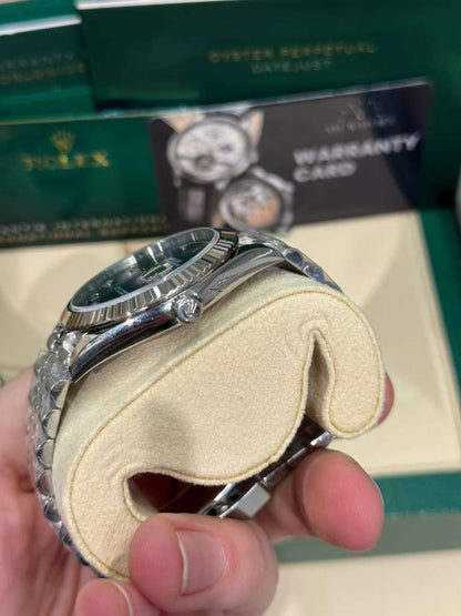 Rolex Stainless Steel and White Gold Datejust 41 Date Watch - 41 MM - Jubilee Bracelet - Fluted Bezel - Blue Diamond Dial - 126334-0016