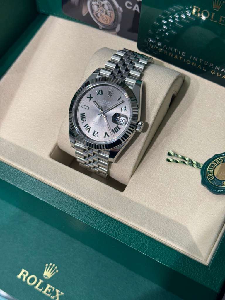 Rolex Stainless Steel and White Gold Datejust 41 Date Watch - 41 MM - Jubilee Bracelet - Fluted Bezel - Wimbledon Dial - 126334 slgrj