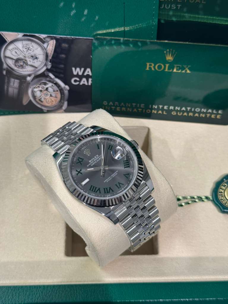 Rolex Stainless Steel and White Gold Datejust 41 Date Watch - 41 MM - Jubilee Bracelet - Fluted Bezel - Wimbledon Dial - 126334 slgrj