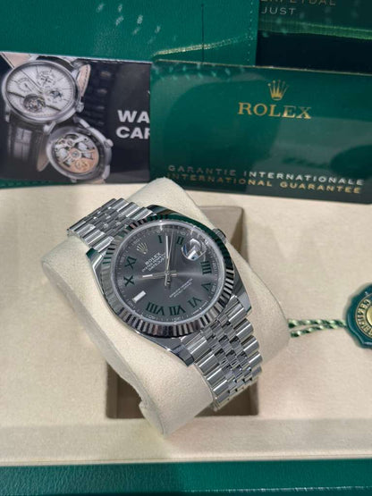 Rolex Stainless Steel and White Gold Datejust 41 Date Watch - 41 MM - Jubilee Bracelet - Fluted Bezel - Wimbledon Dial - 126334-0022