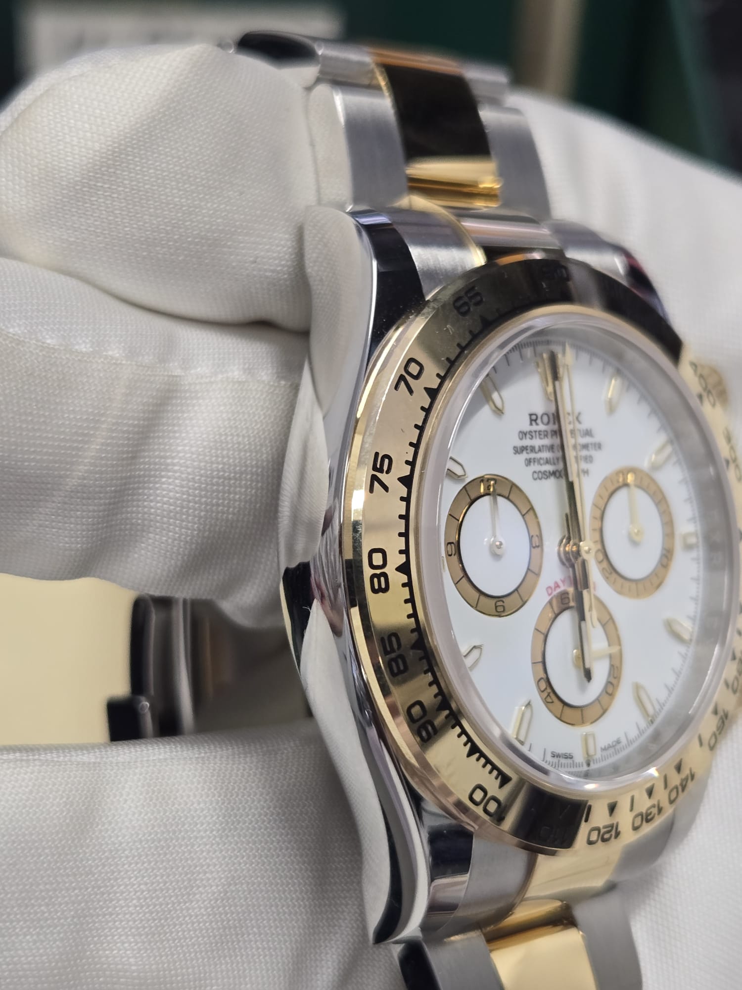 Rolex Oystersteel and Yellow Gold Cosmograph Daytona Watch - 40 MM - Oyster Bracelet - Fixed Bezel - White Index Dial - 126503 wio