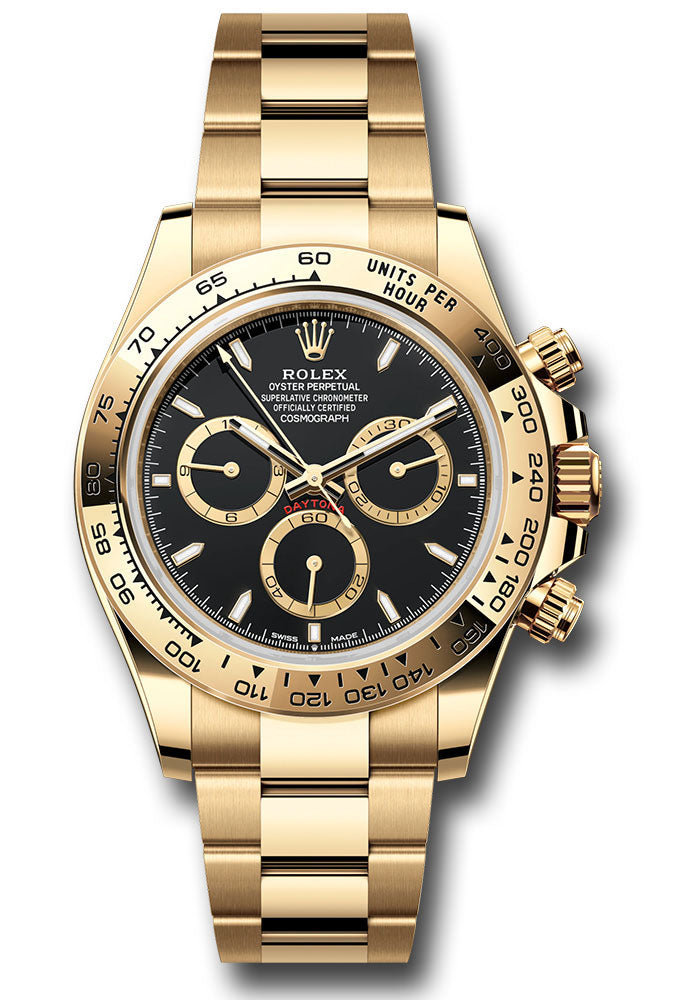 Rolex Yellow Gold Cosmograph Daytona Watch - 40 MM - Oyster Bracelet - Fixed Bezel - Black Index Dial - 126508 bkio