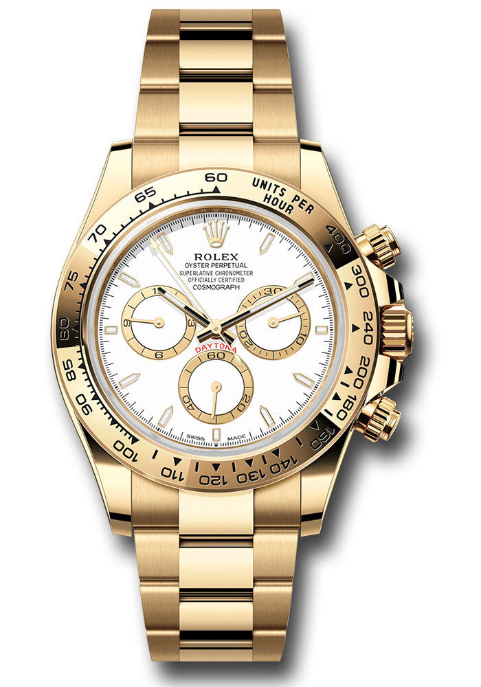 Rolex Yellow Gold Cosmograph Daytona Watch - 40 MM - Oyster Bracelet - Fixed Bezel - White Index Dial - 126508 wio