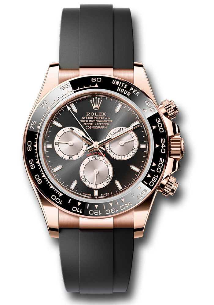 Rolex Everose Gold Cosmograph Daytona Watch - 40 MM - Oysterflex Strap - Black And Sundust Index Dial - 126515ln bksuiof