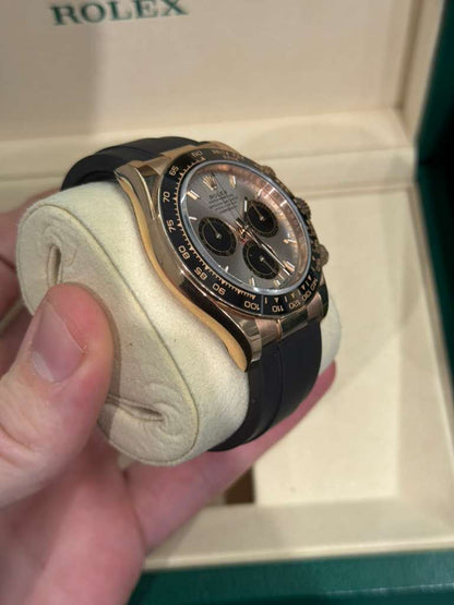 Rolex Everose Gold Cosmograph Daytona Watch - 40 MM - Oysterflex Strap - Black Ceramic Bezel - Sundust And Black Index Dial - 126515LN-0006