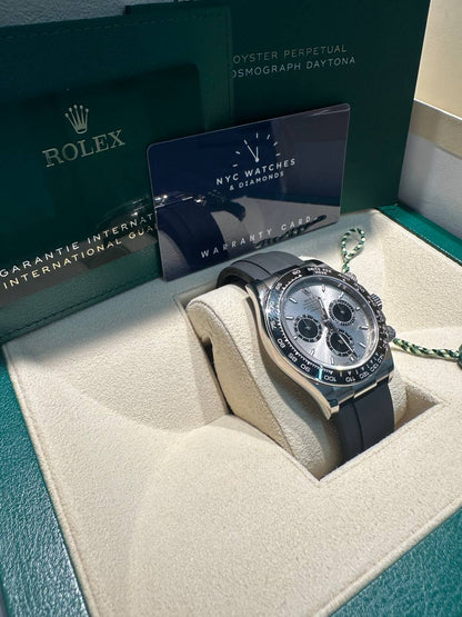 Rolex White Gold Cosmograph Daytona Watch - 40 MM - Oysterflex Strap - Black Ceramic Bezel - Steel And Black Index Dial - 126519LN-0006