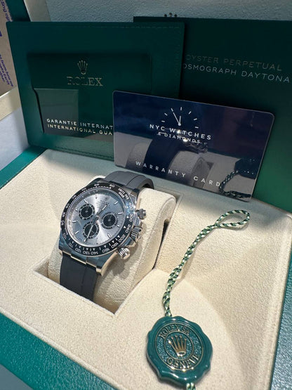 Rolex White Gold Cosmograph Daytona Watch - 40 MM - Oysterflex Strap - Black Ceramic Bezel - Steel And Black Index Dial - 126519LN-0006