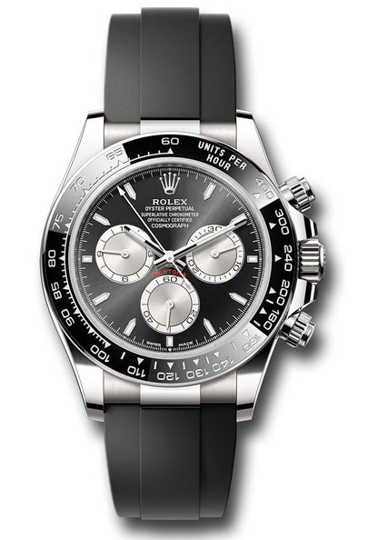 Rolex White Gold Cosmograph Daytona Watch - 40 MM - Oysterflex Strap - Black Ceramic Bezel - Black And Steel Index Dial - 126519LN-0002