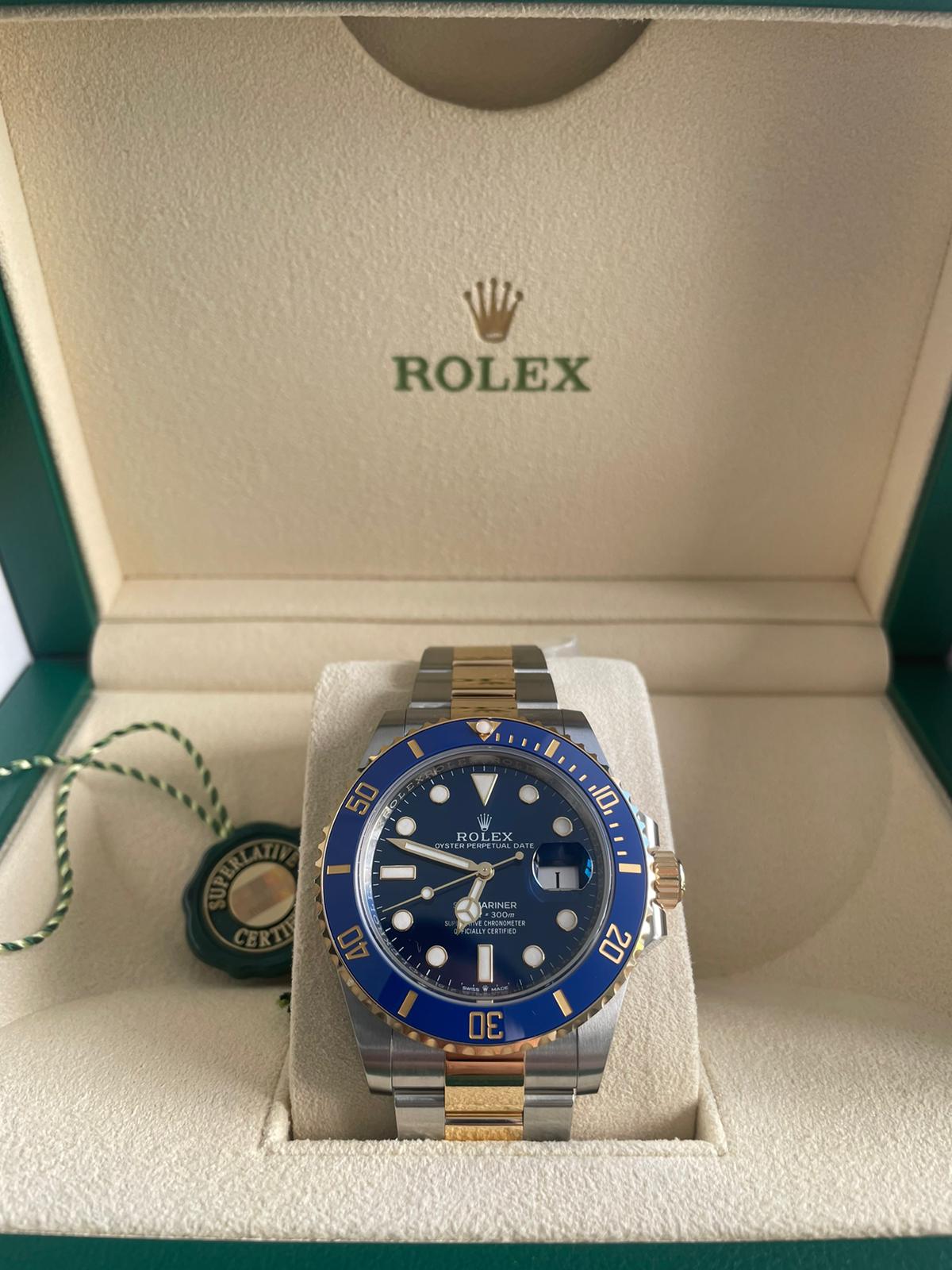 Rolex Blusey Oystersteel & Yellow Gold Submariner Watch 41MM - Oyster Bracelet - Blue Dial - 126613LB