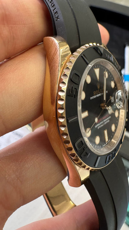Rolex Everose Gold Yacht-Master  Watch - 40 MM - Oysterflex Strap - Black Dial - 126655-0002