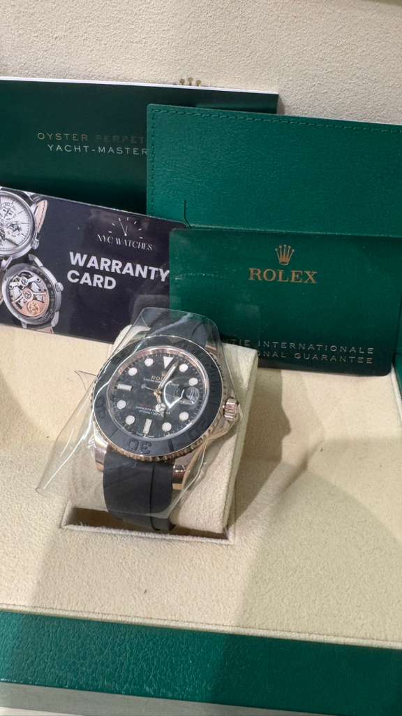 Rolex Everose Gold Yacht-Master  Watch - 40 MM - Oysterflex Strap - Black Dial - 126655-0002
