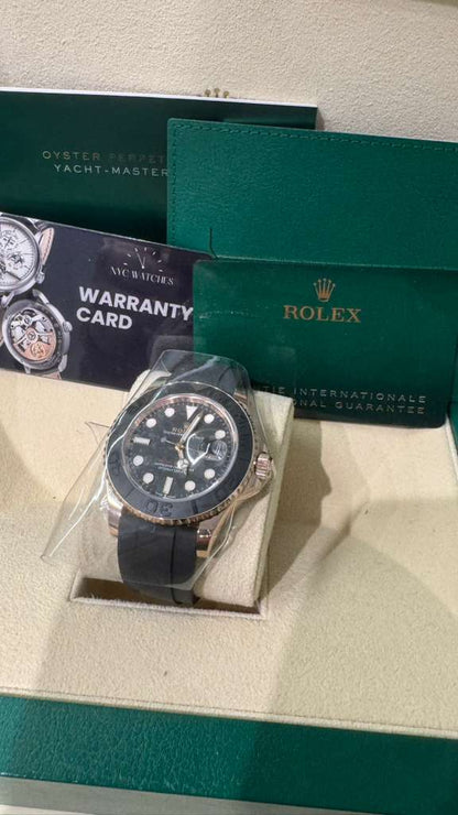Rolex Everose Gold Yacht-Master  Watch - 40 MM - Oysterflex Strap - Black Dial - 126655-0002