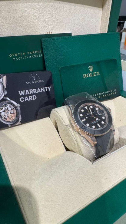 Rolex Everose Gold Yacht-Master  Watch - 40 MM - Oysterflex Strap - Black Dial - 126655-0002