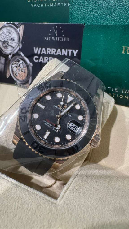 Rolex Everose Gold Yacht-Master  Watch - 40 MM - Oysterflex Strap - Black Dial - 126655-0002