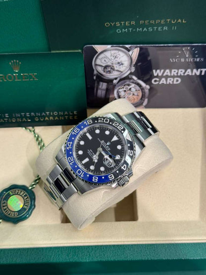 Rolex Batman Stainless Steel GMT-Master II Watch - 40 MM - Oyster Bracelet - Black Dial - 126710BLNR-0003
