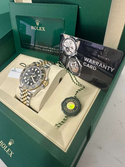 Rolex Steel and Yellow Gold Yellow Rolesor GMT-Master II Watch - 40 MM - Jubilee Bracelet - Bidirectional Rotatable Bezel - Black Dial - 126713GRNR-0001